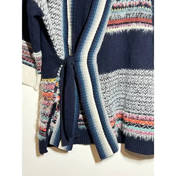 Anthropologie Sleeping on Snow EUC Multi Kimono Fair Isle Wrap Sweater M/L - Picture 8 of 10